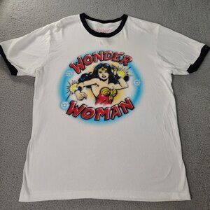Wonder Woman T-shirt Women’s Large White DC Comics Super Power Activewear Cotton